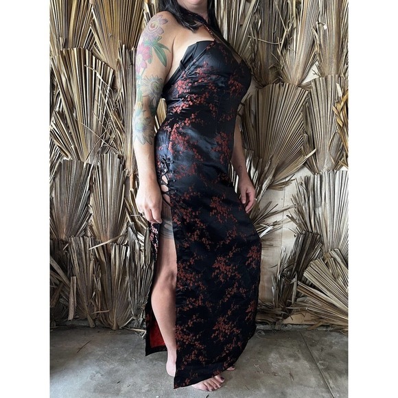 Lace Up Dress Maxi Netting Goth Size Medium Vintage Y2K Vampire - Picture 6 of 11